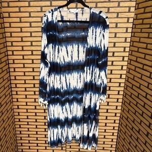 Siren Lily Blue And White Tie Dye Mesh Kimono Size 2X